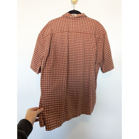 Abercrombie‎ and Fitch Mens Orange Plaid Button Up Top Large - Picture 3 of 10